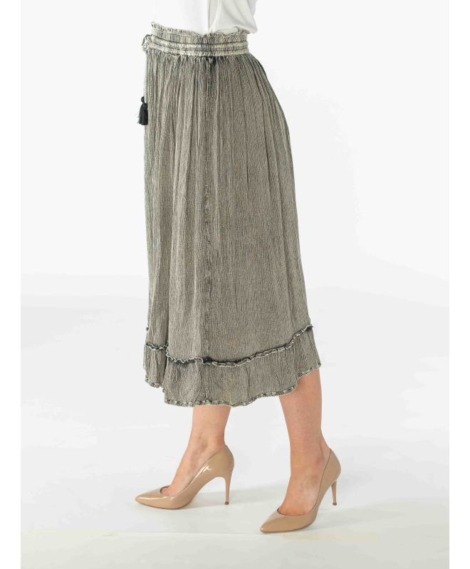 GREY SKIRT WITH FRILL AND ELASTICATED WASIT