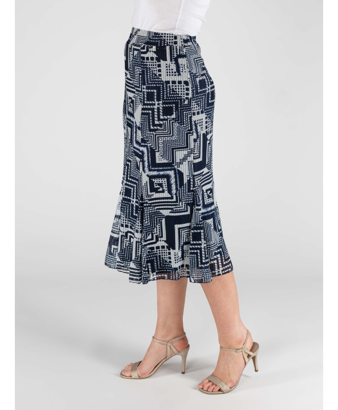 NAVY WHITE SKIRT WITH ELASTICATED WAIST