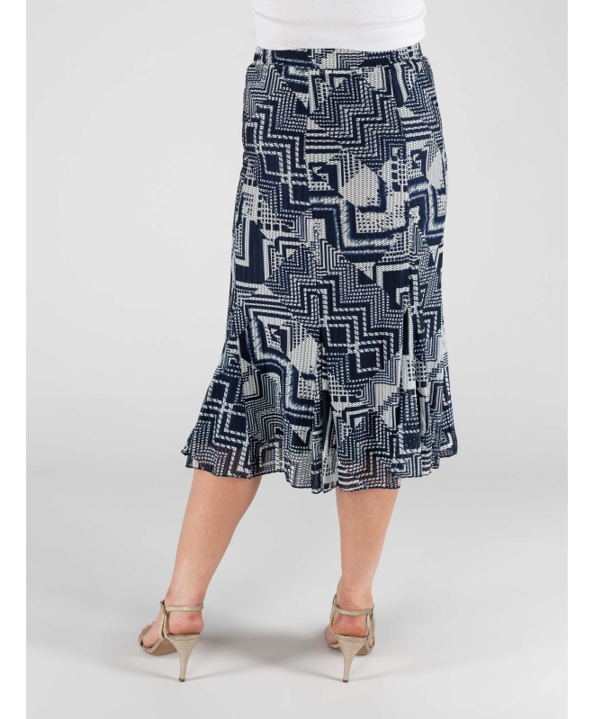 NAVY WHITE SKIRT WITH ELASTICATED WAIST