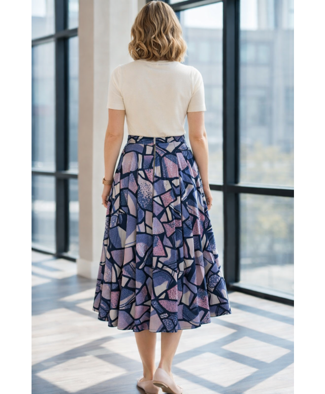 PURPLE NAVY SKIRT ELASTICATED WAIST TIE