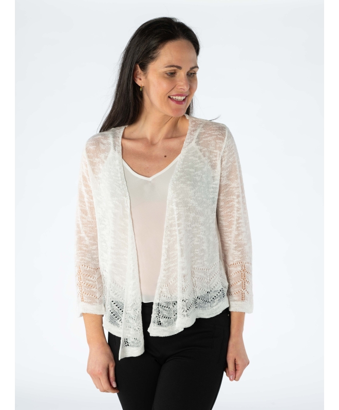 Border pattern shrug 3/4 sleeve