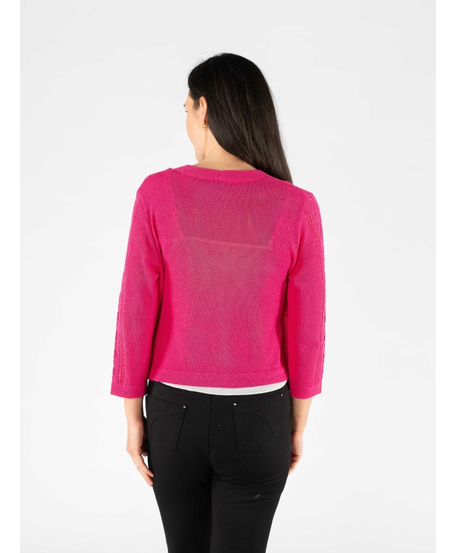 EDGE TO EDGE PATTERNED SHRUG WITH 3/4 SLEEVE