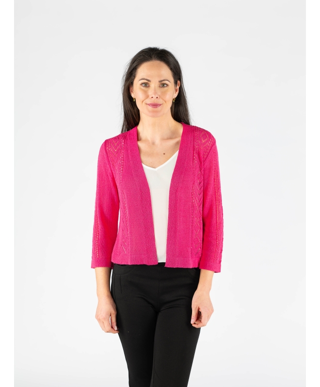 EDGE TO EDGE PATTERNED SHRUG WITH 3/4 SLEEVE