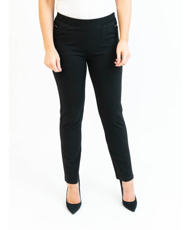 Women s Trousers Cropped Elasticated embroidered pocket Trousers Just Elegance