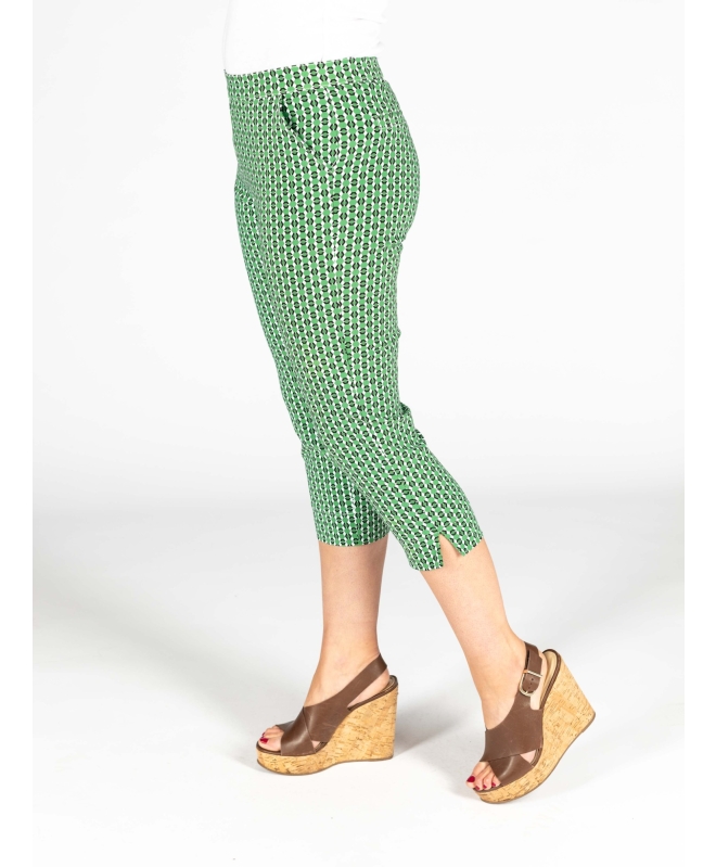 22 inch Leg Green multi Cropped Trouser With Pockets