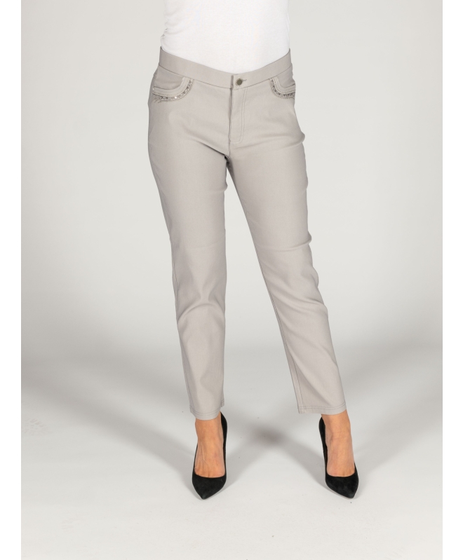 27 INCH LEG SILVER EMBROIDERED TROUSER