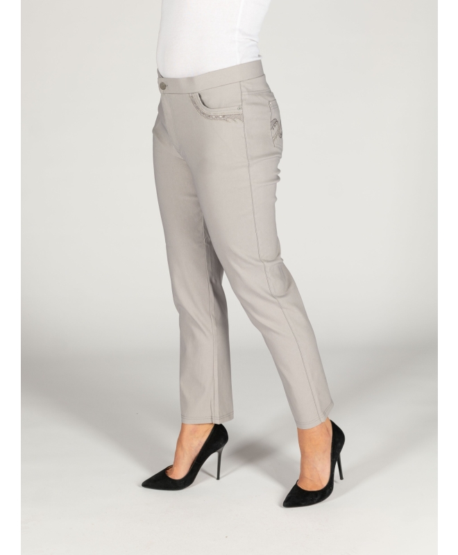 27 INCH LEG SILVER EMBROIDERED TROUSER