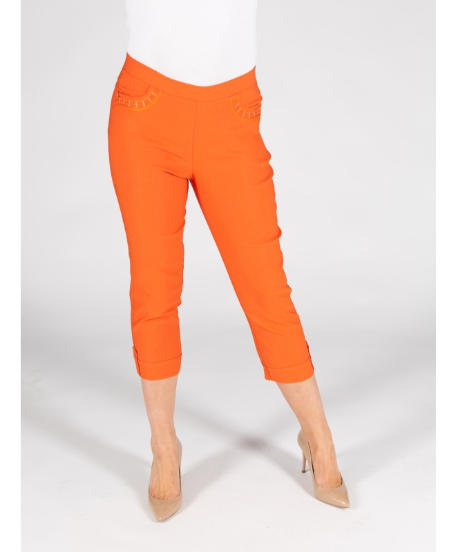 Orange Color 22 inch Leg Cropped Trouser