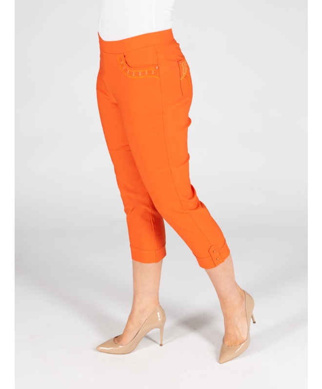 Orange Color 22 inch Leg Cropped Trouser
