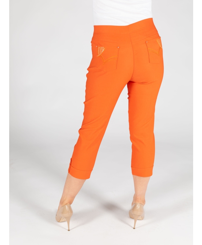 Orange Color 22 inch Leg Cropped Trouser
