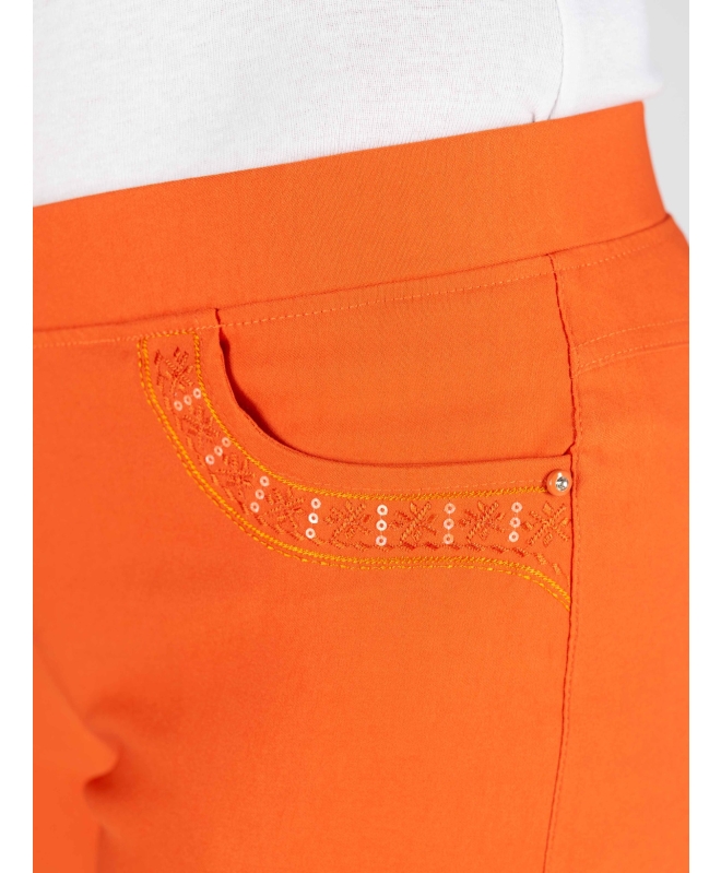 Orange Color 22 inch Leg Cropped Trouser