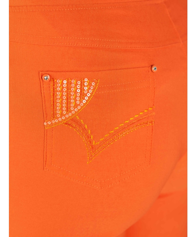 Orange Color 22 inch Leg Cropped Trouser
