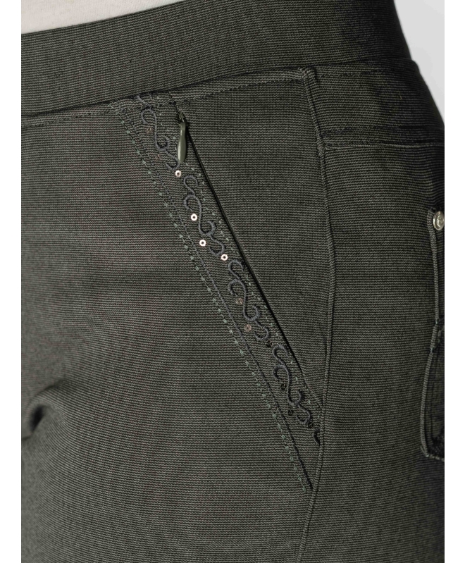 27 Inch leg grey embroidered pocket trouser- Grey