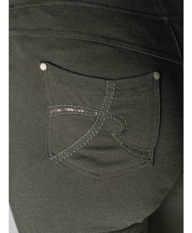 27 Inch leg grey embroidered pocket trouser- Grey