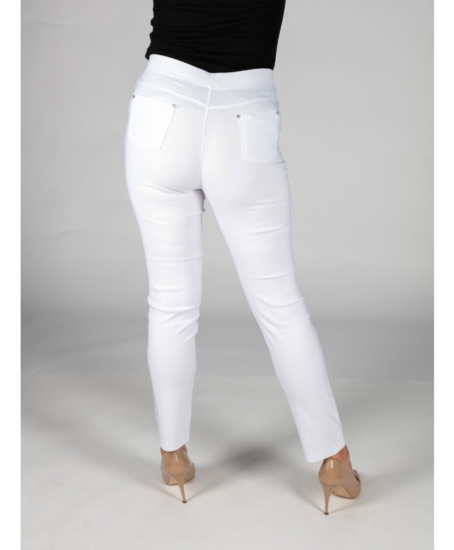 White 29 Inch leg pocket  panel detail trouser