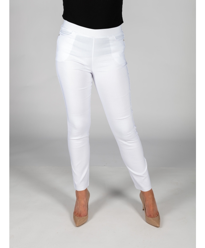 White 29 Inch leg pocket  panel detail trouser