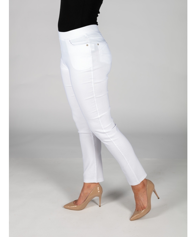 White 29 Inch leg pocket  panel detail trouser