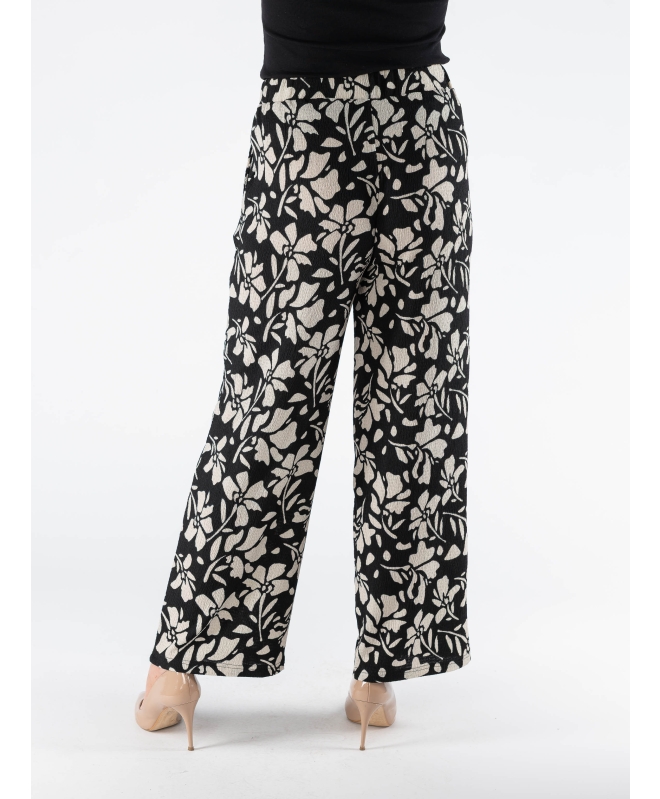 FLOWER PRINT WIDE LEG TROUSER ELASTICATED