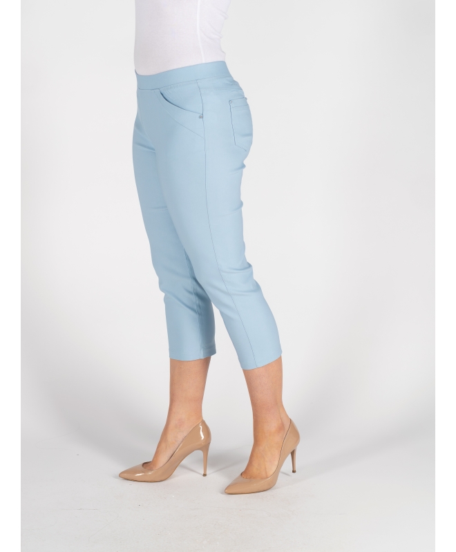 LIGHT BLUE CROP 22 INCH STRETCH TROUSER POCK DETAIL