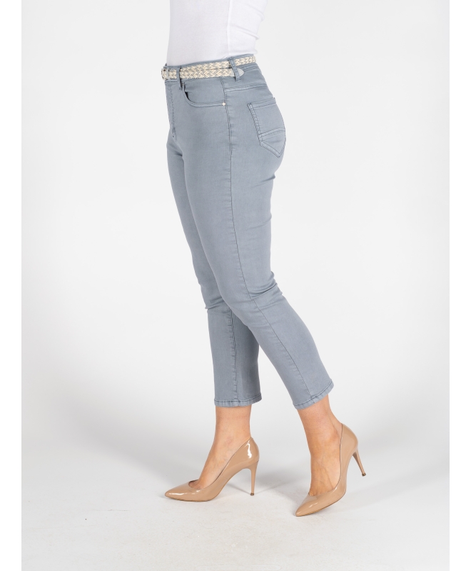 27 INCH GARMENT DYE DENIM JEANS WITH BELT