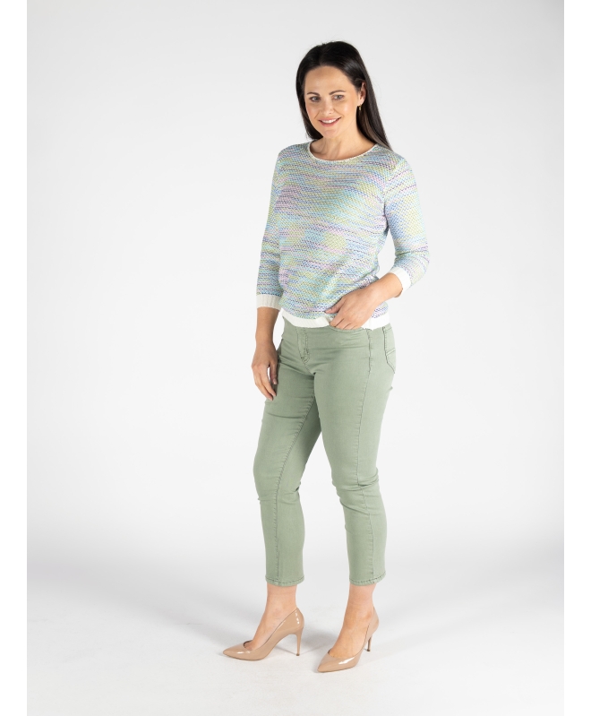 29 INCH GARMENT DYE DENIM JEANS WITH BELT - AQUA GREY