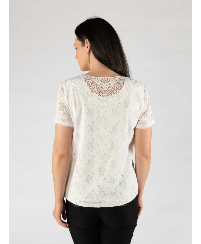 WHITE FLORAL LACE TOP CROCHE
