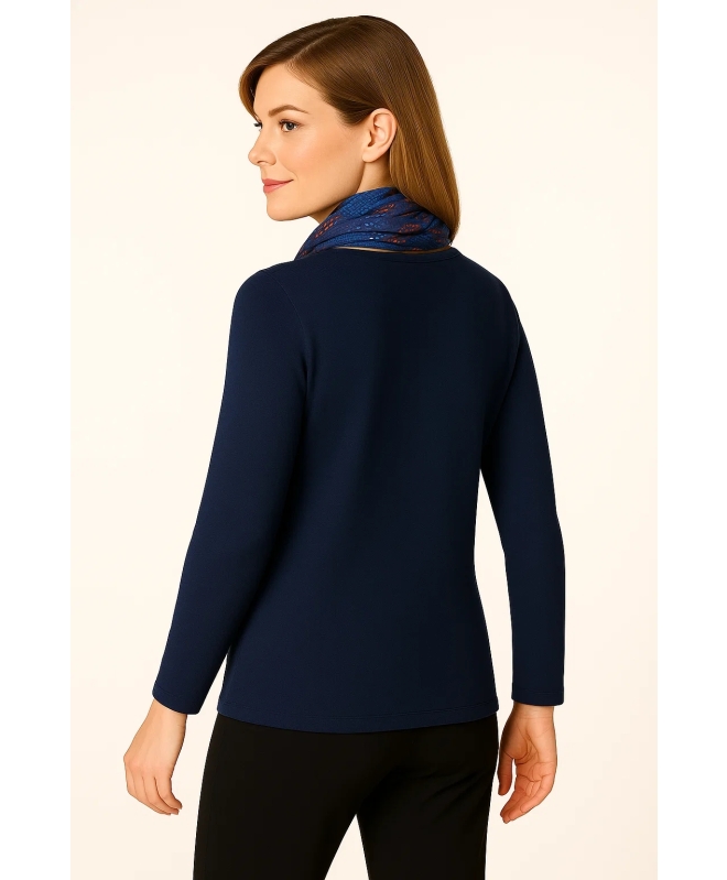 ABSTRACT PRINT TOP WITH SCARF AND POCKET