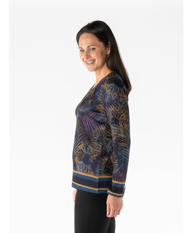 ABSTRACT PRINT ROUND NECK TOP LONG SLEEVE