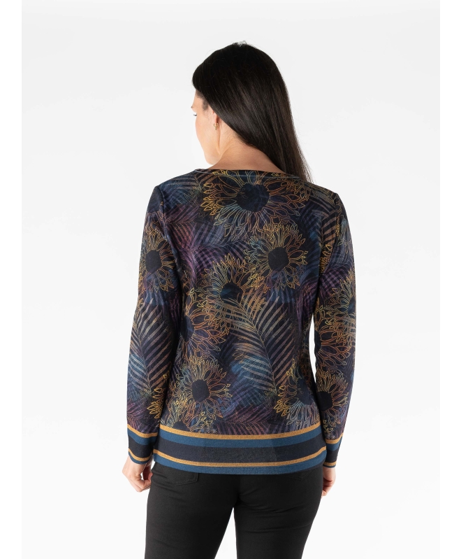 ABSTRACT PRINT ROUND NECK TOP LONG SLEEVE