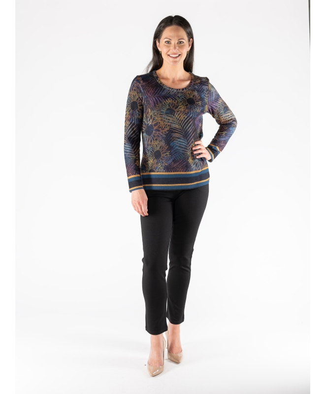 ABSTRACT PRINT ROUND NECK TOP LONG SLEEVE