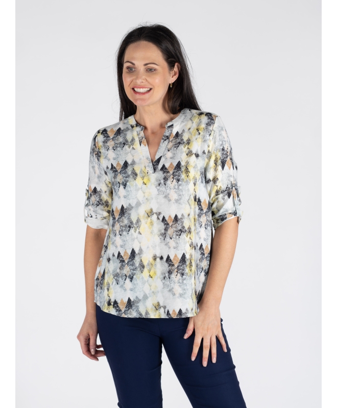 DIAMOND PRINT TOP 3/4 SLEEVE