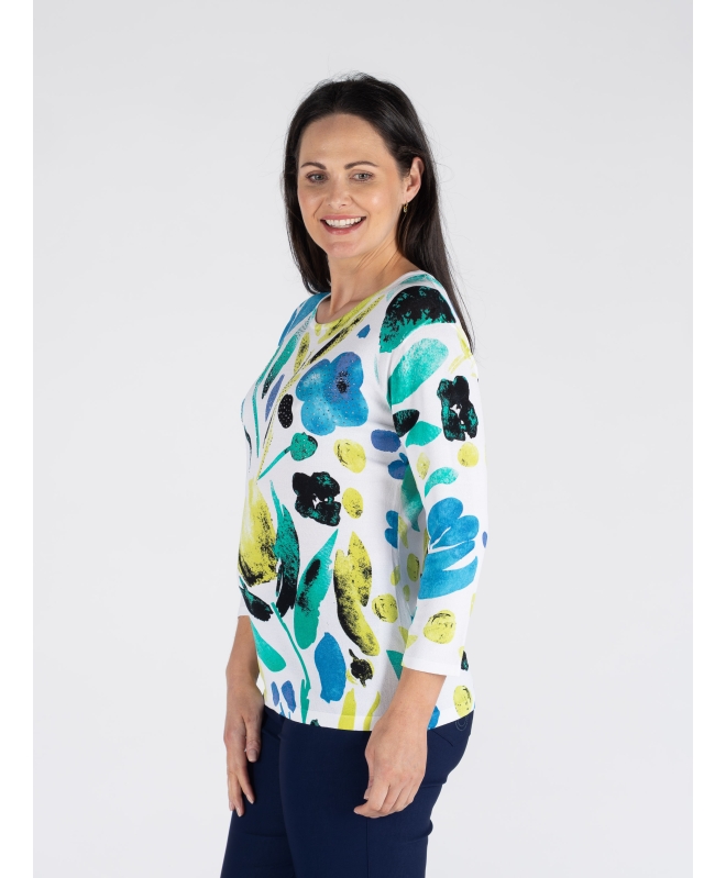 TROPICAL PRINT TOP & 3/4 SLEEVE