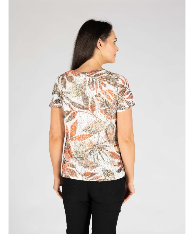 Leaf Print Lace T - Shirt