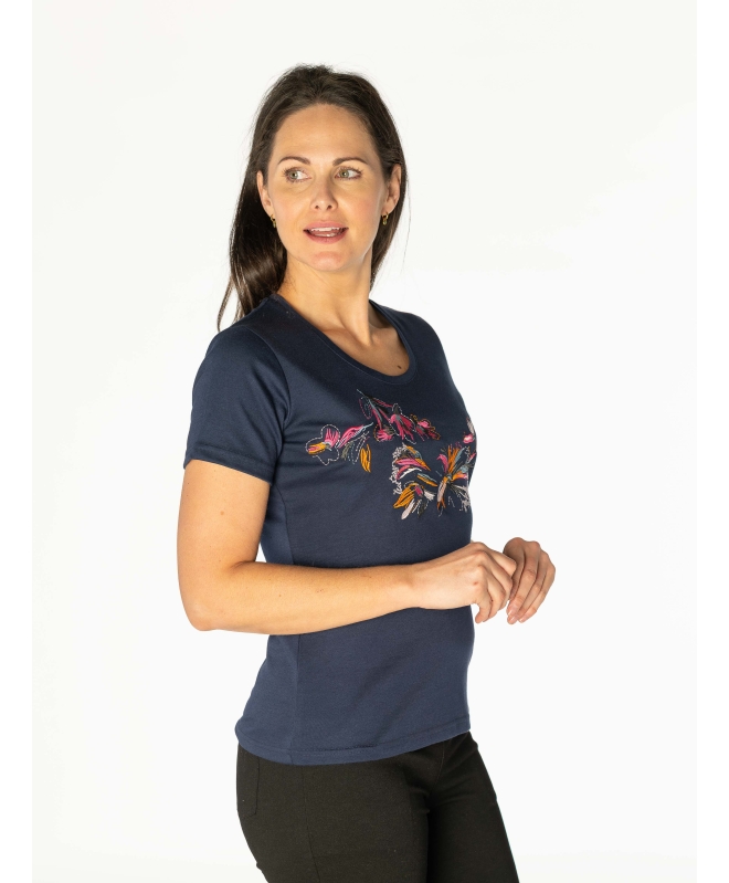 Flower  T - Shirt Round Neck 