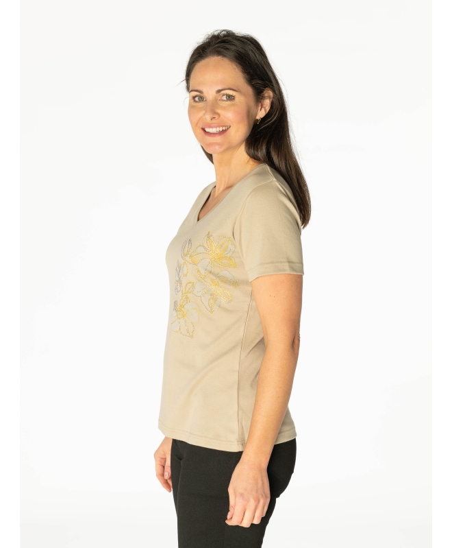 Sparkle Flower Print T - Shirt