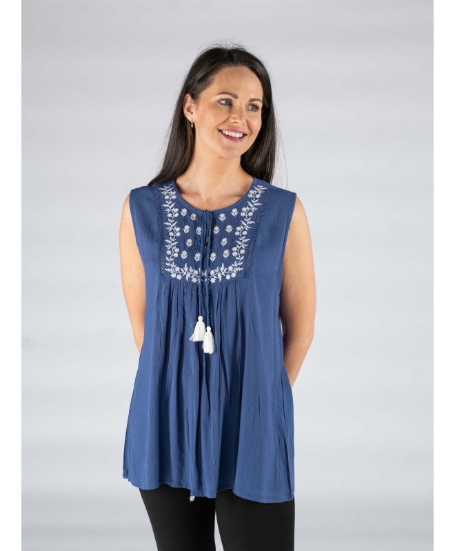 Sleeveless Crinkle Tunic Top