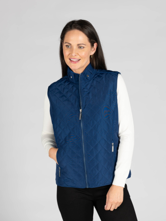 Navy Quilted pattern gilet with print lining