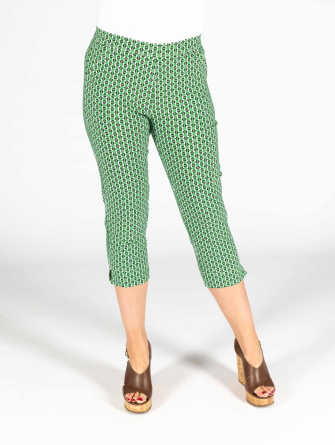 22 inch Leg Green multi Cropped Trouser With Pockets