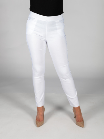 White 29 Inch leg pocket  panel detail trouser