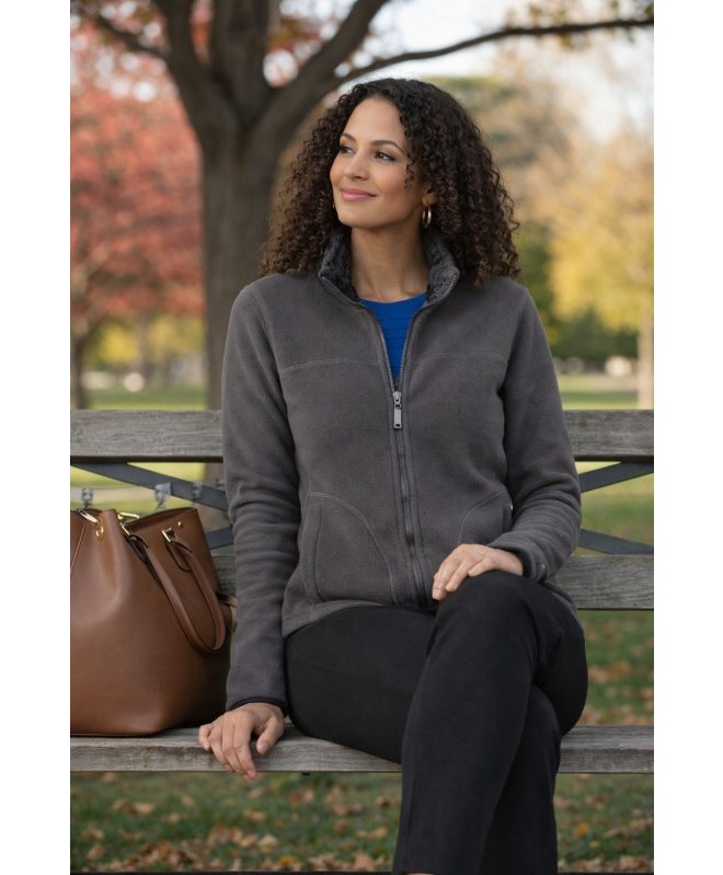 Grey Reversible Fleece Jacket With Pockets