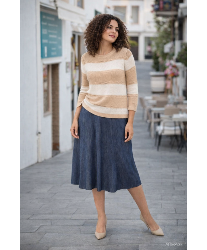 Fleck fabric panelled skirt elasticated waist with lining 30"