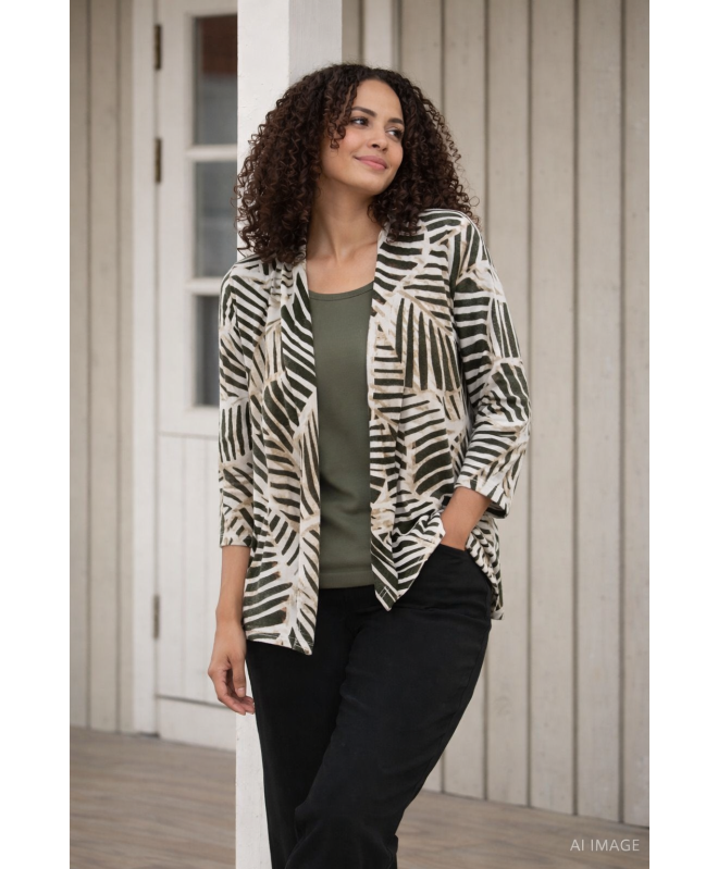 OLIVE MOCK CARDIGAN WITH 3/4 SLEEVE