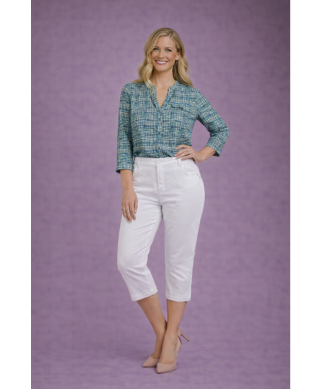 CROP 22 INCH STRETCH TROUSER ELASTIC WAIST