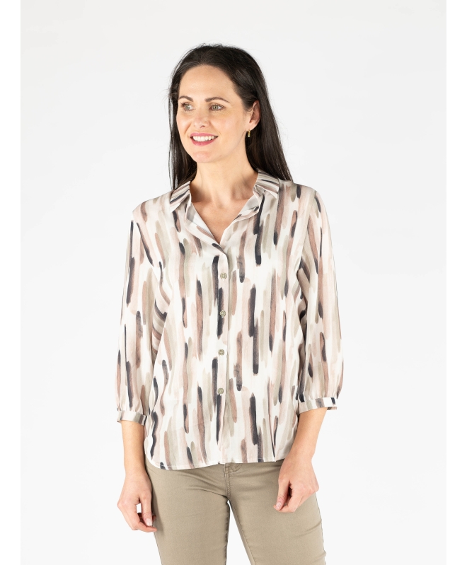 Blouse collar Buttoned Cuff 3/4 Sleeve