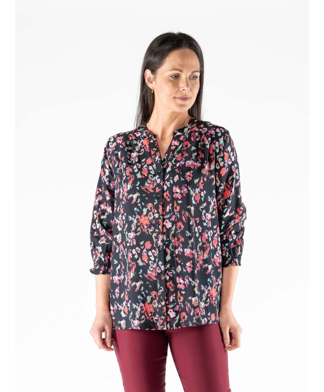 FLORAL PRINT BLOUSE WITH ELASTICATED CUF