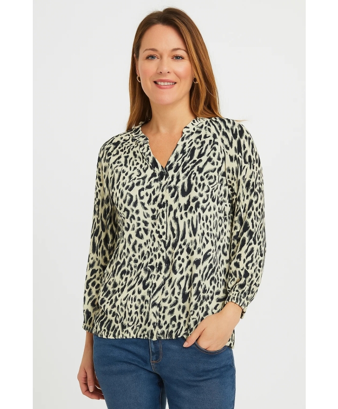 ANIMAL PRINT ELASTICATED BOTTOM BLOUSE