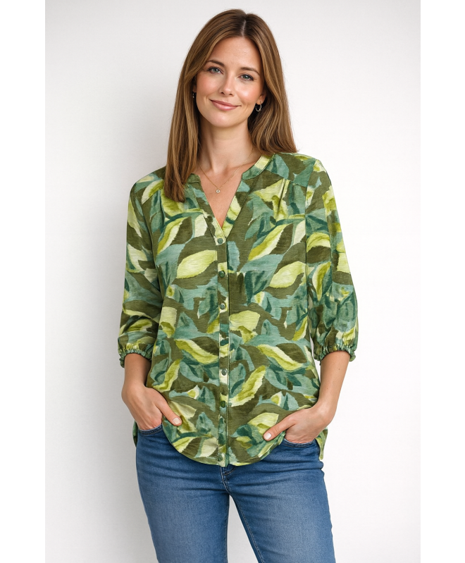 Print Blouse 3/4 Sleeve Elastic cuff
