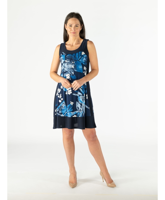Floral Print Panel Sleeveless Dress