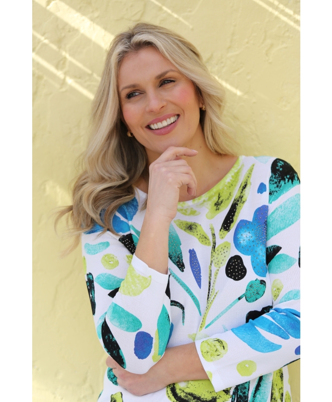 TROPICAL PRINT TOP & 3/4 SLEEVE