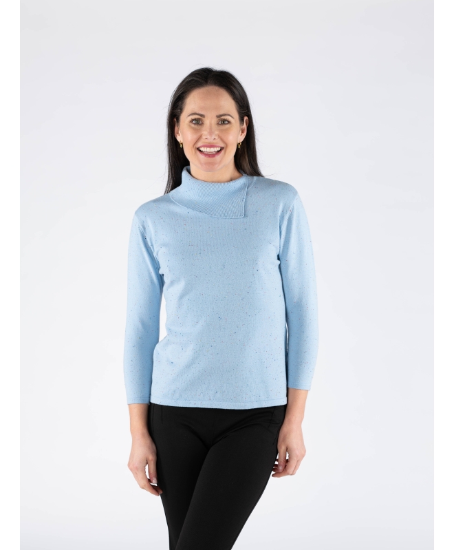 MULTI EFFECT JUMPER WITH SCOWL NECK 3/4 SLEEVE